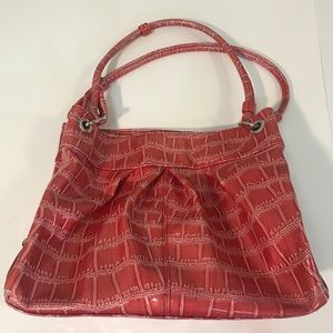 Rose Colored Faux Croc Vinyl Purse